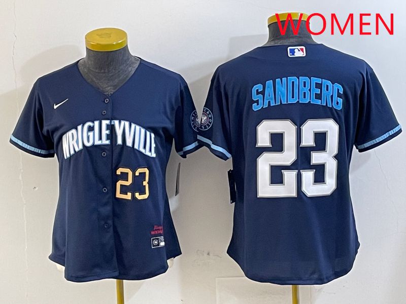Women Chicago Cubs #23 Sandberg Blue City Edition Game 2025 Nike MLB Jersey style 4->women mlb jersey->Women Jersey